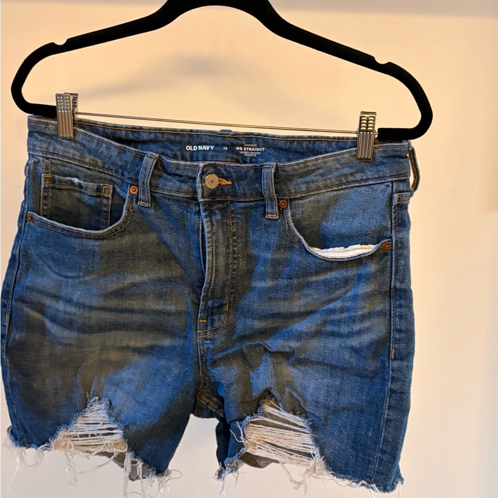 Old Navy Blue Distressed Jean Shorts